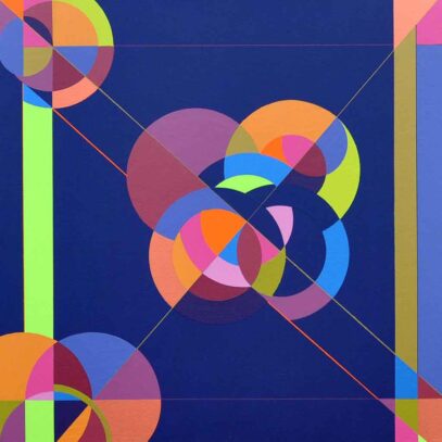 geometric shapes on blue