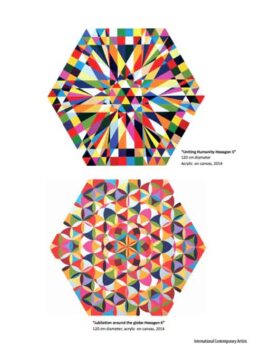 magazine excerpt showing two winning geometric artworks