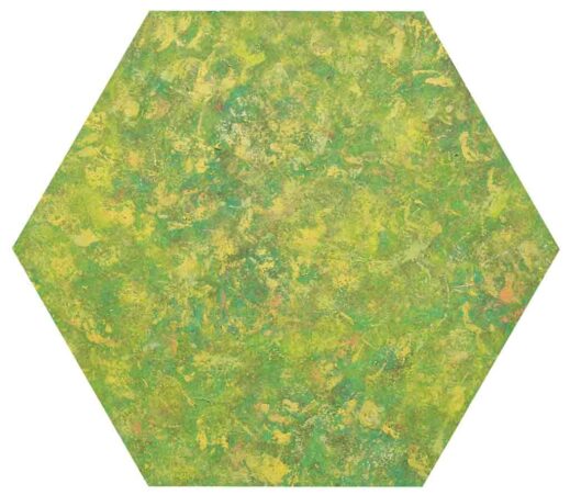 abstracts-playfulness-2014 hexagon abstract in green and yellow
