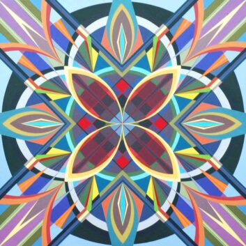 healing-paintings-joy Geometric Mandala Blue on Purple Healing Painting