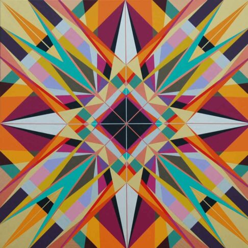 mandala-fifteen-2019 bright colored yellow, orange and turquoise mandala