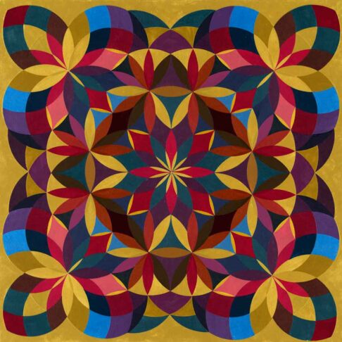 mandala-flower-of-life-Ii-2007 flower style mandala gold on dark colors